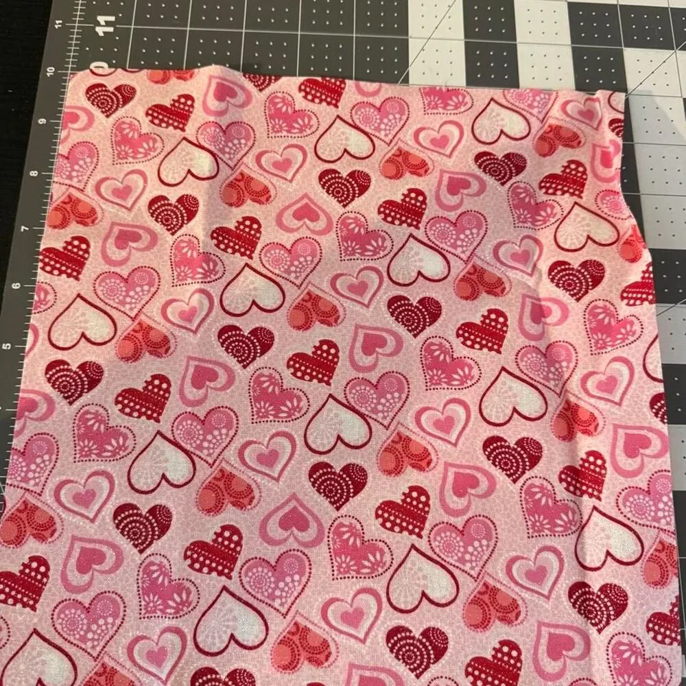 Heart Fabric Bundle 5 Cotton Quilt Fabric Squares 10